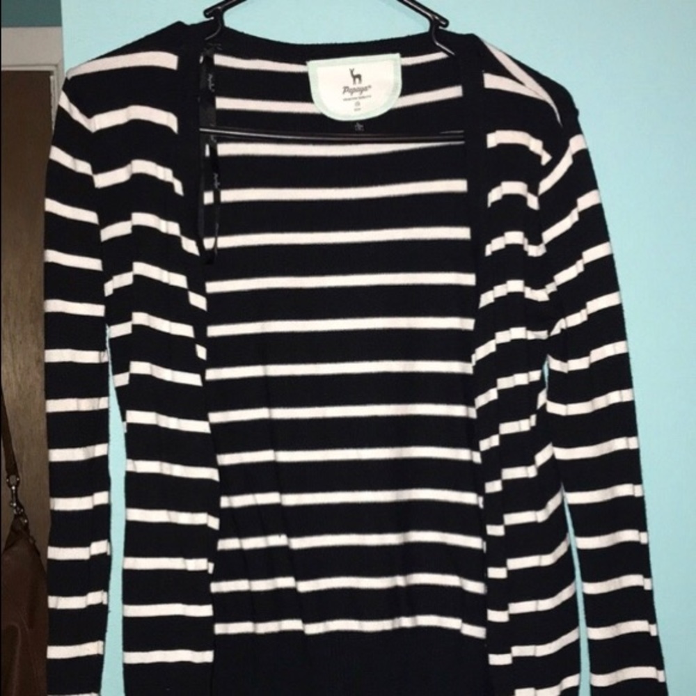 Black and white striped cardigan
